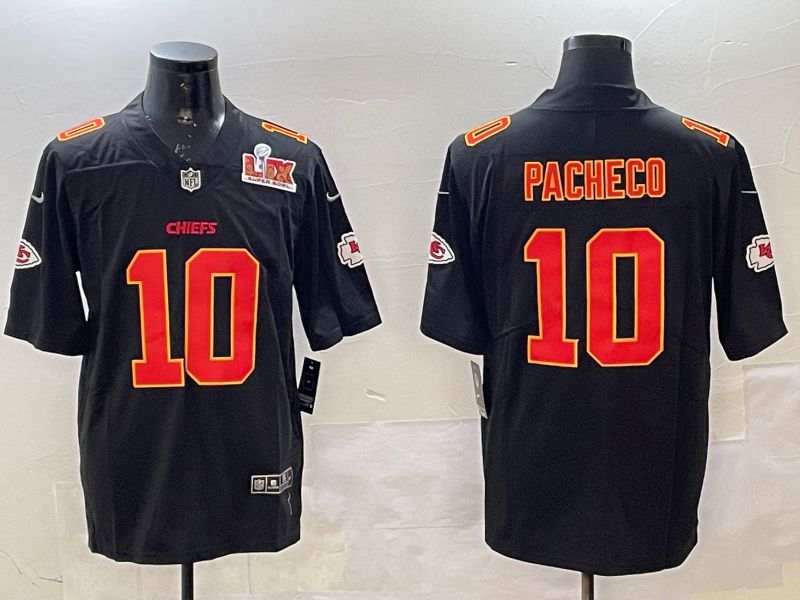 Men Kansas City Chiefs #10 Pacheco Black 2025 Nike Vapor Limited NFL Jersey style 2092
